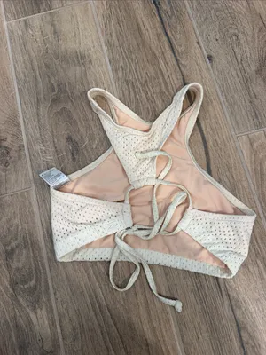 Billabong Women’s High Neck Mesh Bralette in Cream bathing suit top thumbnail 2