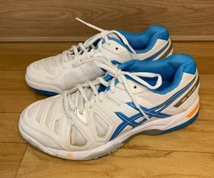 ASICS White and Blue GEL Game 5 Women's Tennis Shoes - Size 7 thumbnail 1