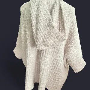 Hippie Rose Oversized Cozy + Warm Fluffy Cream Hooded Fuzzy Women Sweater M/L; OS thumbnail 2
