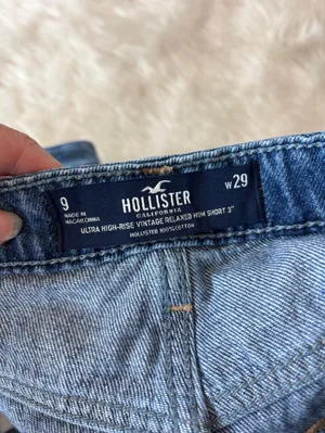 Hollister Blue Denim Floral Patch High-Rise Women's Shorts thumbnail 3