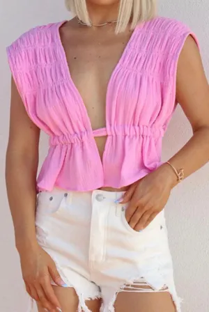 Boutique Pink  Tie Top thumbnail 1