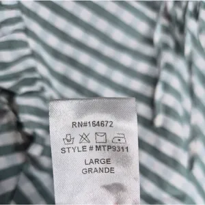 &merci Gingham Peplum Blouse Size L Green White Ruffle Cap Sleeve Tie Back Top thumbnail 7