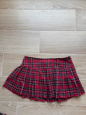 Tripp nyc SET Mini Skirt and Top Plaid Red Black Corset lace up pleated thumbnail 6