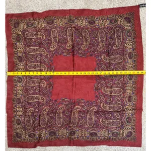 Ralph Lauren Burgundy Gold Silk Large Square Scarf Old Money Quiet Luxury thumbnail 5