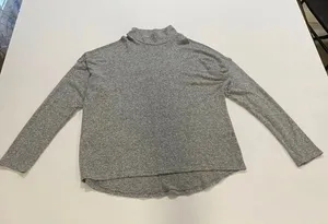 Hummingbird Gray Mock Neck Long Sleeve Top – Soft Knit Basic Size L thumbnail 1
