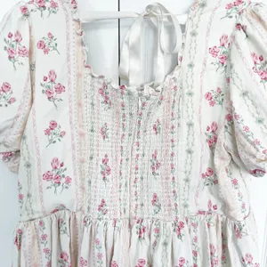 Ivy City Co. Flowers For All Smocked Babydoll Puff Sleeve Dress Vintage Floral thumbnail 7