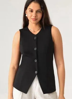 Button up Vest Black thumbnail 1