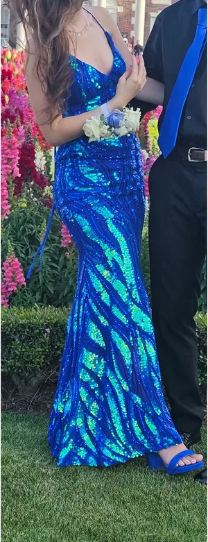 Windsor Prom Dress Blue Royal Sequin thumbnail 1