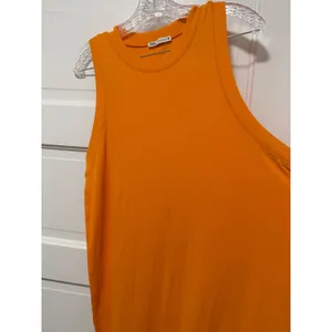 Zara Womens Ribbed Knit Sleeveless Maxi Dress Orange Crew Neck XL thumbnail 3