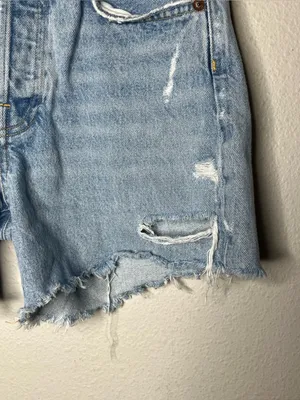 Agolde Parker Long Vintage Cut Off Denim Shorts in Swapmeet thumbnail 6