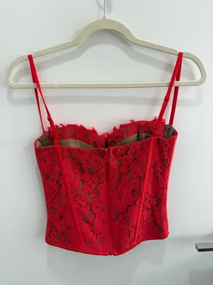 Mixology Red Lace Bustier Crop Top Size Small thumbnail 3