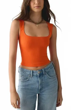 UO BDG Ribbed Square Neck Tank Top Urban Outfitters NWT Red Earth Large thumbnail 1