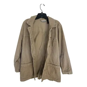 Dress Barn Vtg 90s Tan Wide Wale Corduroy Chore Coat Patch Pocket Barn Jacket M Work Wear thumbnail 3