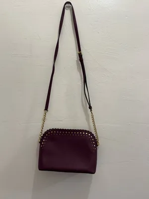 Michael Kors Cindy Large Dome Scalloped Studded Crossbody Bag – Plum / Wine thumbnail 2