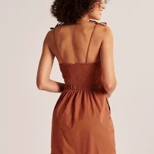 Abercrombie Terracotta Tie Strap Ruffle Hem Mini Dress thumbnail 2