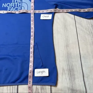 The‎ North Face Blue Logo Pullover Hoodie Sweatshirt Women’s Sz Medium Pocket thumbnail 3