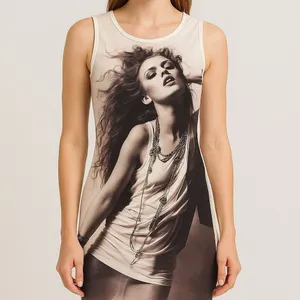 RCC Fashion Womens Mini Dress Graphic Photo Print Sleeveless White Small thumbnail 2
