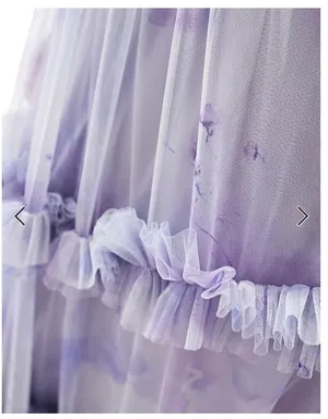 As Seen On Screen Lace & Beads Petite long sleeve ruffle maxi dress in soft lilac floral thumbnail 3