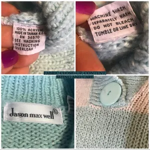 Vintage 1980'S Jason Maxwell Blue And White Striped Sweater (L) thumbnail 6