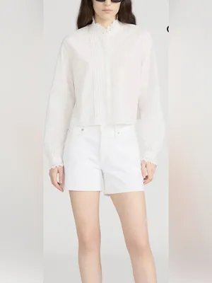 Frame Denim White Mid-Rise Denim Shorts thumbnail 2