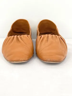 Vince Kali Gathered Ruched Camel Tan Soft Nappa Leather Ballet Flat US 7.5 thumbnail 3