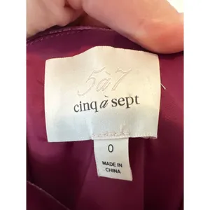 Cinq à Sept‎ Burgundy Velvet Ryder Cocktail Mini Dress Size 0 thumbnail 5