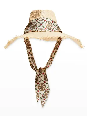 Tory Burch Natural Straw Beach Wide-Brim Sun Hat, No Scarf NEW thumbnail 1