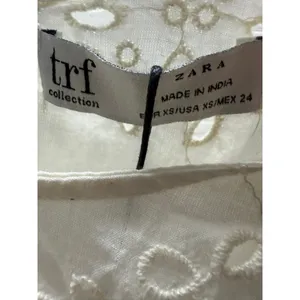Zara TRF White‎ Eyelet Embroidered Cotton Tassel Boho Blouse XS NWT thumbnail 7