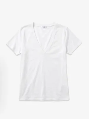 No End Denim Supima Cotton Deep V-Neck Tee White Small $59 thumbnail 2