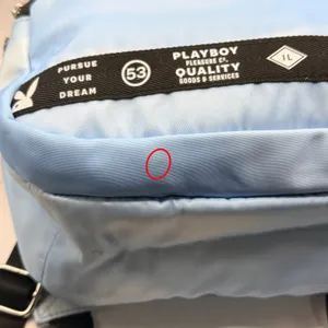 Playboy Supply Co Spencers Exclusive Mini Backpack Light Blue Satin Nylon Bag thumbnail 8