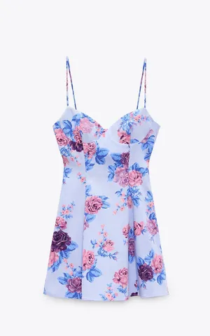 net floral print corset style mini boho dress thumbnail 10