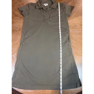Pact Organic Cotton Polo Collared Shirt Dress Olive Green Pockets Size Small thumbnail 7