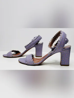 Tabitha Simmons Leticia Lavender Purple Perforated Leather Sandals Heels Shoes thumbnail 4