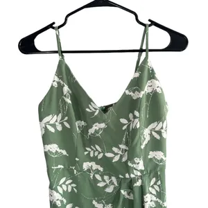 CMZ2005 Green Floral Sleeveless V-Neck Stretch Long Maxi Dress Women Sz XS thumbnail 3