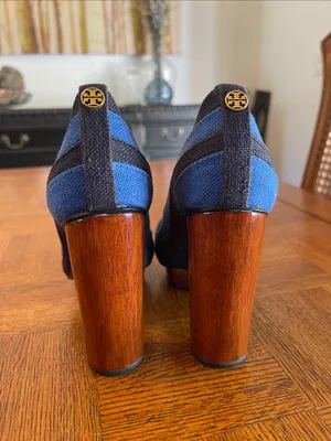 Tory Burch Joelle Tweed Wood platform heels thumbnail 3