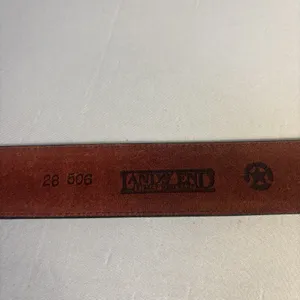 Vintage Lands End Brown Leather Belt Woman Size 28‎ Solid Brass Buckle USA thumbnail 2