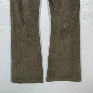 Aerie Women M Reg Olive Green Corduroy Ribbed Flare Pants Festival Boho Lounge thumbnail 6