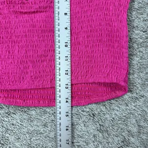NWT Lulus Hot Pink Smocked Crop Top Women's Small thumbnail 6
