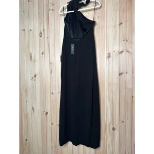 NWT Lulus Keep It Interesting Black Asymmetrical Cutout Halter Maxi Dress Sz L thumbnail 6