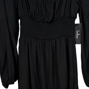 NWT‎ Lulus Long Sleeve Smocked Waist Midi Dress Black Size XS Babydoll Milkmaid thumbnail 8