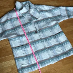 Anthropologie Plaid Wool Blend Coat Womens L Cream Green Oversized Jacket thumbnail 4