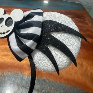 Disney Nightmare Before Christmas Black white Mouse ears Jack Skellington thumbnail 3