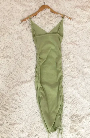 Princess Polly ruched Bridie mini dress in green thumbnail 5
