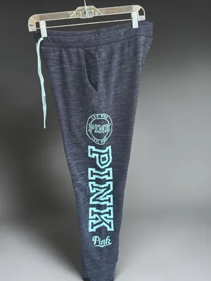 Victoria's Secret PINK black multi-logo skinny jogger sweatpants. thumbnail 7