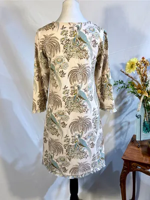 ☀️Spartina 449 Jane Peacock Palm Island Fringe Dress Peruvian Cotton Sz S🧡 thumbnail 8