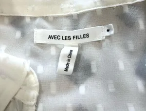 Avec Les Filles Sheer Textured Dot Tie Neck Blouse in Ivory Medium thumbnail 10