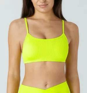 Halara Women's Bikini Bathing Suit Top Neon Yellow Sporty Size Small Cruise Vaca thumbnail 1