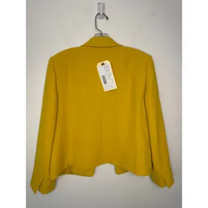 Ann Taylor Open Front Cropped Blazer Lemon Curry Yellow Small Jacket Career S thumbnail 8