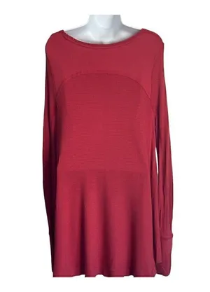 EUC FREE PEOPLE We The Free Malibu Waffle Knit Thermal in Washed Red - Size S thumbnail 8