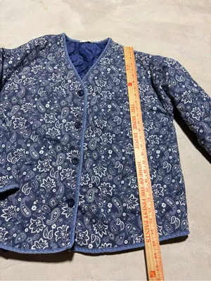 Easel Blue Paisley Quilted blue button Jacket large thumbnail 5